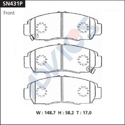 Advics SN431P - Brake Pad Set, disc brake www.parts5.com