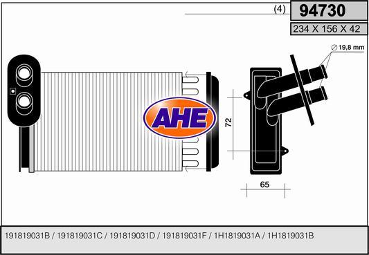 AHE 94730 - Heat Exchanger, interior heating www.parts5.com
