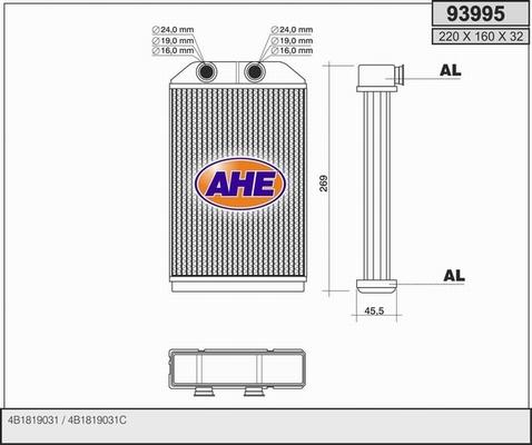 AHE 93995 - Heat Exchanger, interior heating www.parts5.com