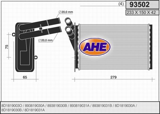 AHE 93502 - Heat Exchanger, interior heating www.parts5.com