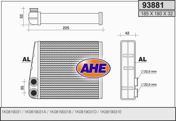 AHE 93881 - Heat Exchanger, interior heating www.parts5.com