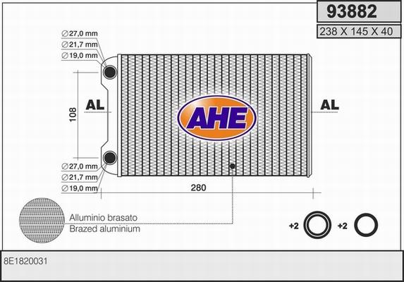 AHE 93882 - Heat Exchanger, interior heating www.parts5.com