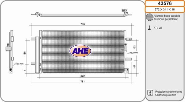 AHE 43576 - Condenser, air conditioning www.parts5.com