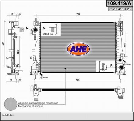 AHE 109.419/A - Radiator, engine cooling www.parts5.com
