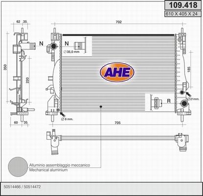 AHE 109.418 - Radiator, engine cooling www.parts5.com