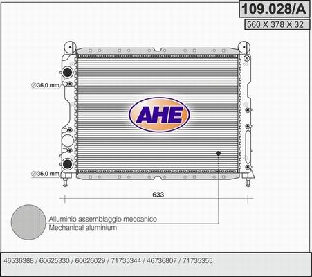 AHE 109.028/A - Radiator, engine cooling www.parts5.com