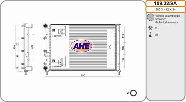 AHE 109.325/A - Radiator, engine cooling www.parts5.com