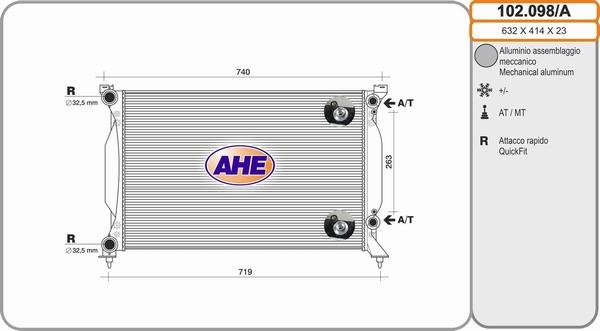 AHE 102.098/A - Radiator, engine cooling www.parts5.com