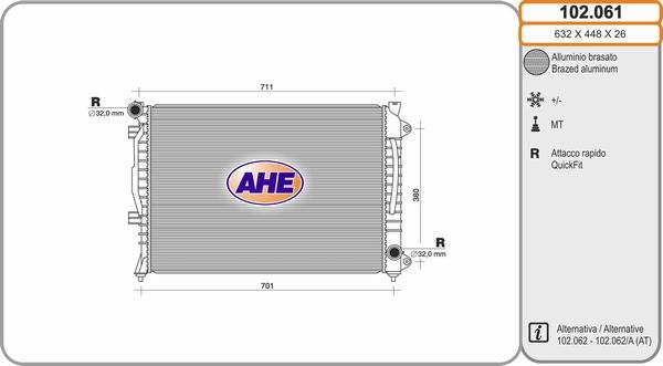 AHE 102.061 - Radiator, engine cooling www.parts5.com
