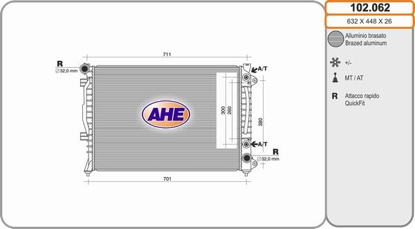 AHE 102.062 - Radiator, engine cooling www.parts5.com