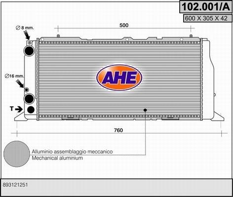 AHE 102.001/A - Radiator, engine cooling www.parts5.com