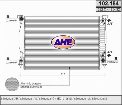 AHE 102.184 - Radiator, engine cooling www.parts5.com