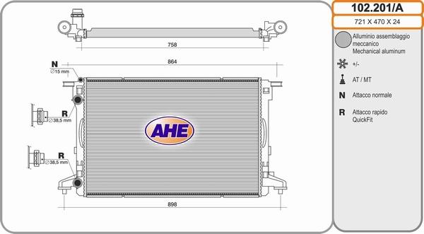 AHE 102.201/A - Radiator, engine cooling www.parts5.com