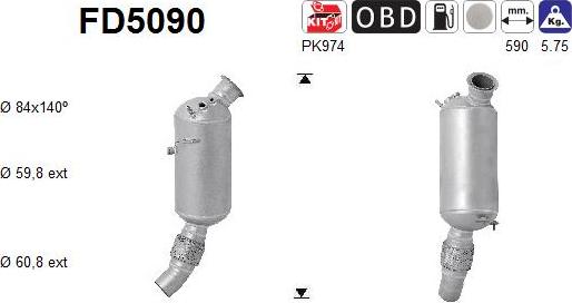 AS FD5090 - Soot / Particulate Filter, exhaust system www.parts5.com