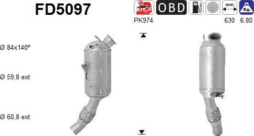 AS FD5097 - Soot / Particulate Filter, exhaust system www.parts5.com