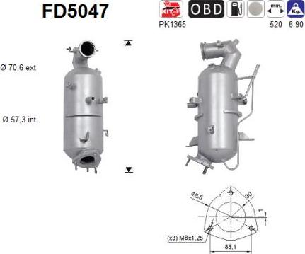 AS FD5047 - Soot / Particulate Filter, exhaust system www.parts5.com