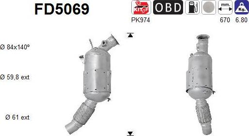 AS FD5069 - Soot / Particulate Filter, exhaust system www.parts5.com