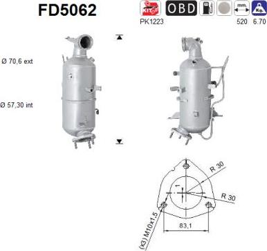 AS FD5062 - Soot / Particulate Filter, exhaust system www.parts5.com