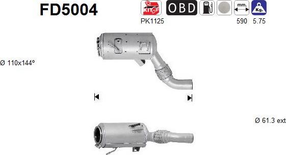 AS FD5004 - Soot / Particulate Filter, exhaust system www.parts5.com