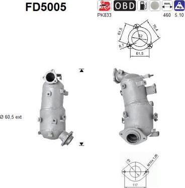 AS FD5005 - Soot / Particulate Filter, exhaust system www.parts5.com