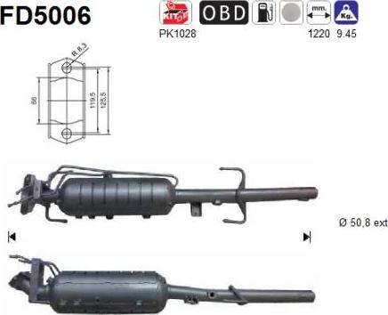 AS FD5006 - Soot / Particulate Filter, exhaust system www.parts5.com