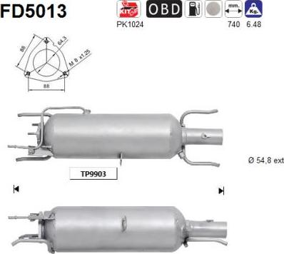 AS FD5013 - Soot / Particulate Filter, exhaust system www.parts5.com