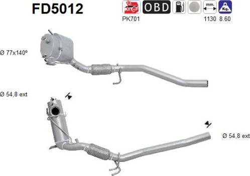 AS FD5012 - Soot / Particulate Filter, exhaust system www.parts5.com