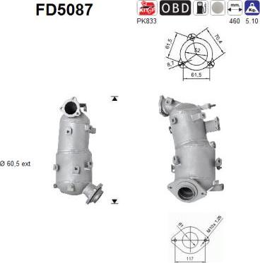 AS FD5087 - Soot / Particulate Filter, exhaust system www.parts5.com
