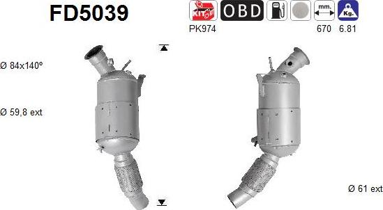 AS FD5039 - Soot / Particulate Filter, exhaust system www.parts5.com