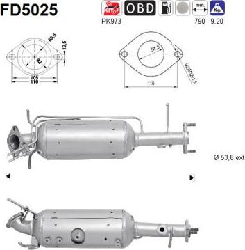 AS FD5025 - Soot / Particulate Filter, exhaust system www.parts5.com