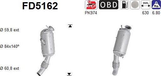 AS FD5162 - Soot / Particulate Filter, exhaust system www.parts5.com