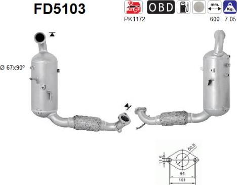 AS FD5103 - Soot / Particulate Filter, exhaust system www.parts5.com