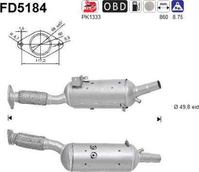AS FD5184 - Soot / Particulate Filter, exhaust system www.parts5.com
