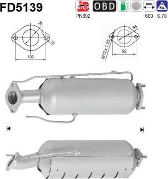 AS FD5139 - Soot / Particulate Filter, exhaust system www.parts5.com