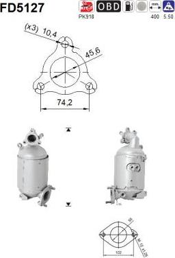 AS FD5127 - Soot / Particulate Filter, exhaust system www.parts5.com