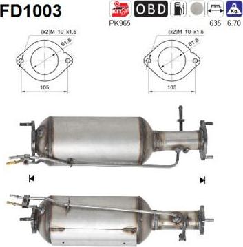 AS FD1003 - Soot / Particulate Filter, exhaust system www.parts5.com