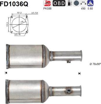 AS FD1036Q - Soot / Particulate Filter, exhaust system www.parts5.com