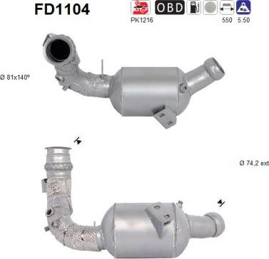 AS FD1104 - Soot / Particulate Filter, exhaust system www.parts5.com