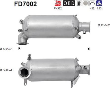 AS FD7002 - Soot / Particulate Filter, exhaust system www.parts5.com