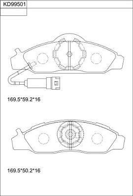 Asimco KD99501 - Brake Pad Set, disc brake www.parts5.com