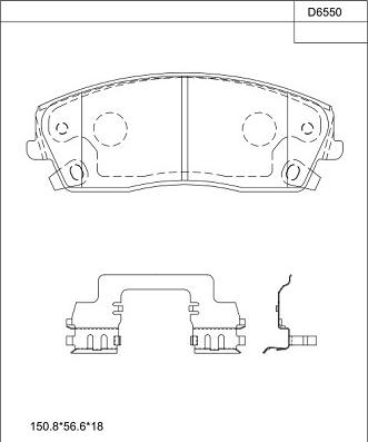 Asimco KD6550 - Brake Pad Set, disc brake www.parts5.com