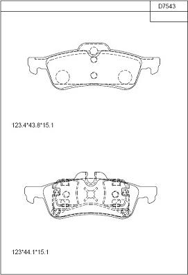 Asimco KD7543 - Brake Pad Set, disc brake www.parts5.com