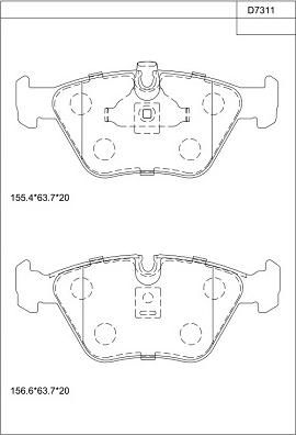 Asimco KD7311 - Brake Pad Set, disc brake www.parts5.com