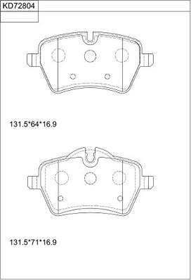 Asimco KD72804 - Brake Pad Set, disc brake www.parts5.com