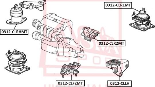 ASVA 0312-CLR1MT - Подушка, опора, подвеска двигателя www.parts5.com