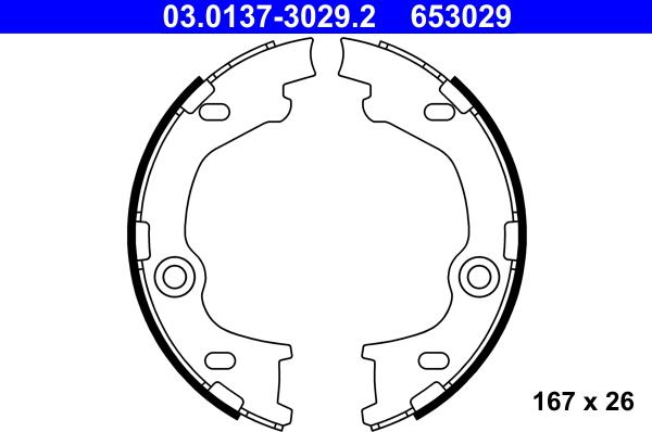 ATE 03.0137-3029.2 - Brake Shoe Set, parking brake www.parts5.com