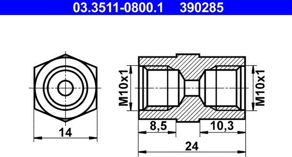 ATE 03.3511-0800.1 - Adapter, bromsledning www.parts5.com