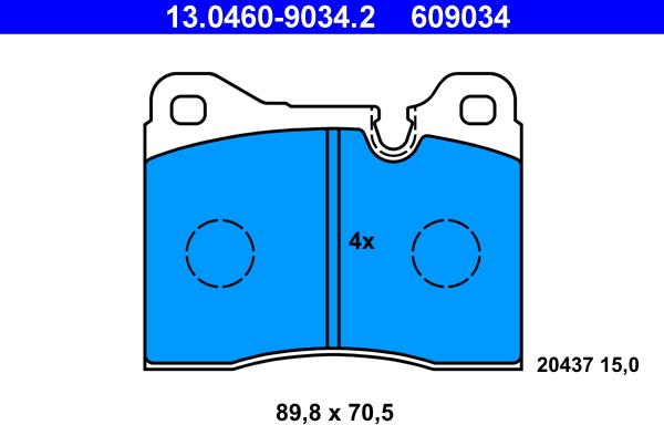 ATE 13.0460-9034.2 - Brake Pad Set, disc brake www.parts5.com