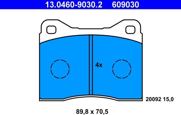 ATE 13.0460-9030.2 - Brake Pad Set, disc brake www.parts5.com
