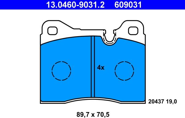 ATE 13.0460-9031.2 - Комплект спирачно феродо, дискови спирачки www.parts5.com